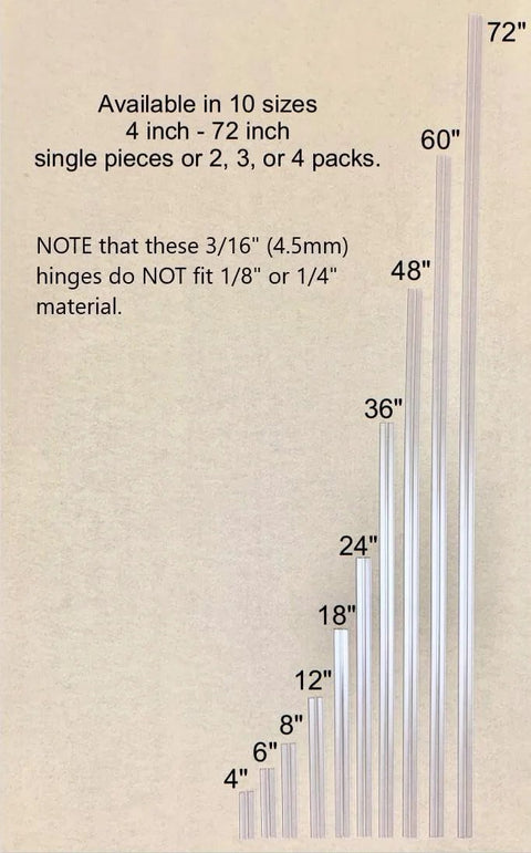 Clear PVC Piano Style Hinge 24 Inch No Screw Or Glue Required For Three Sixteenth Inch Material Suitable For Plexiglass Panels Display