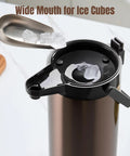Upgraded Airpot Coffee Carafe With Double Pump Stainless Steel Drink Dispenser With Wide Mouth for Ice Cubes
