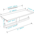 Technical dimensions of Dual Roll Toilet Paper Holder With Phone Shelf In 304 Stainless Steel Rust Proof Brushed Gold Finish.