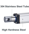 Heavy Duty Electric Linear Actuator Featuring A Slick Stainless Steel Shaft And Badass Alloy Gears For Smooth DC 12V Push Performance On Tough Industrial Rigs And Construction Sites close-up of 304 stainless steel tube and high hardness steel components