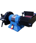 Rugged Workhorse 4X36 Belt And 9 Inch Disc Grinder With 1Hp Dual Voltage Motor side view showing adjustable tilting support tables.