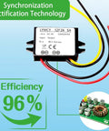 12V To 24V Boost Converter Waterproof IP68 Module, 5A 120W Step Up Power Supply For Car Truck Boat RV Van, close-up view of efficiency