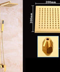 NUHSLF Shower System Luxury Brass Golden Shower Faucet Single Lever 8Inch Rain Shower Mixer Kit with Bidet Sprayer/Hand Shower/Tub Filler Rr22 D, showing rain shower head and hardware.