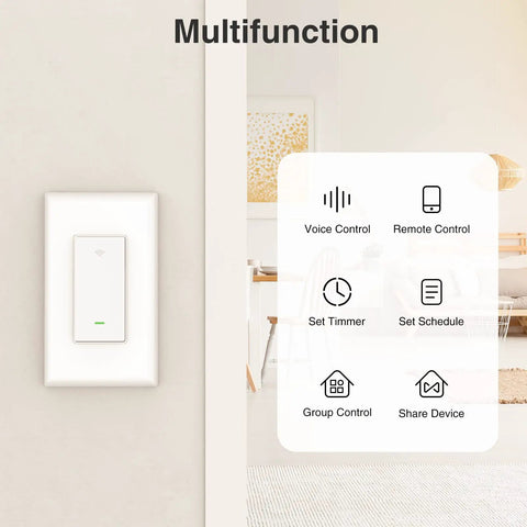 Multifunction 3 Way Smart Light Switches With Voice And App Control Requires Neutral Wire And 2.4 GHz WiFi