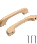 Ten Pack Natural Beech Wood Cabinet Pulls Handles For Kitchen Cabinets And Drawers Solid Wood Pulls With Clear Coat Finish and screws