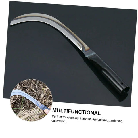 Two Piece Multi Function Mowing Tool Rustproof Scythe for Weeding Harvesting Gardening with Comfortable Grip shown in close-up