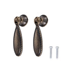 Two Pack Antique Bronze Single Hole Handle Pulls For Wooden Furniture Cabinets Cupboards Drawers Wardrobes And Doors 60x18mm 2.36x0.71 Inches Rust Resistant Iron With Antique Brass Plating, includes mounting screws