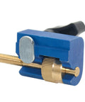 Genuine Feel Micro Adjuster For Band Saw Fence Woodworking Dial In Tool With Dead Nuts precision tuning kit in blue, close-up view.