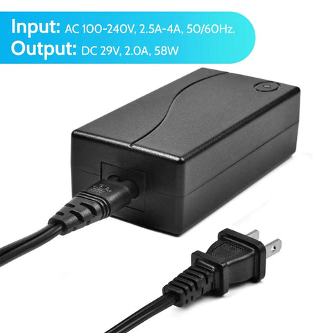 Universal 29V DC 2A 58W Power Supply For Electric Recliners And Massage Chairs 2 Pin AC DC Adapter 100 240V Input 50 60Hz Compatible With Lift Chairs And Electric Sofas Easy Plug And Play black adapter with 2-pin plug