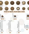 36 Piece Leather Snap Fasteners Kit With 18mm Snaps And Press Studs For Leather Craft Jackets Jeans Bags And Clothes Hidden Button Set For Pro Grade DIY Projects Stylish Durable Easy To Install, showing 12 styles with snaps and tools.