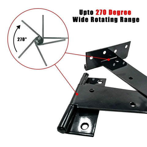 Heavy Duty 4 Inch T Hinges Set For Cabinets Sheds And Barn Doors Quiet Hydraulic Soft Close Rust Resistant Iron Hardware 270 degree range