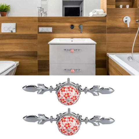 Next Level Blue And White Porcelain Cabinet Handles Featuring Heavy Duty Zinc Alloy Base Two Piece Drawer Set For Bedroom Furniture And Cupboards That Are Straight Up Gorgeous displayed on a modern bathroom cabinet.