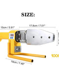 Heavy Duty Pro Grade 1000W 220V Plastic Pipe Weld Kit with Six Diameter Welding Heads, side view showing dimensions