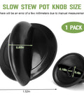 Replacement Slow Cooker Knob For SCV700-CH-BR Model showing dimensions, black heat-resistant plastic material