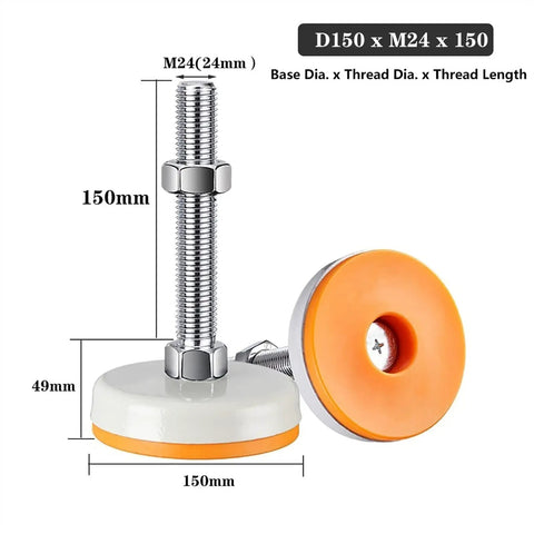 Heavy Duty Adjustable Soft Close Buffer Legs With Smooth Steel Damping For Framed And Frameless Cabinets, 150mm size, steel material.