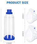 Kid And Adult Friendly Inhaler Spacer Kit With Two Masks For Easy Aerosol Delivery From Metered Dose Inhalers size details