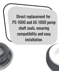 Pool and spa pump shaft seal kit, 5/8 in, black rubber seal with white retainer for PS-1000/AS-1000