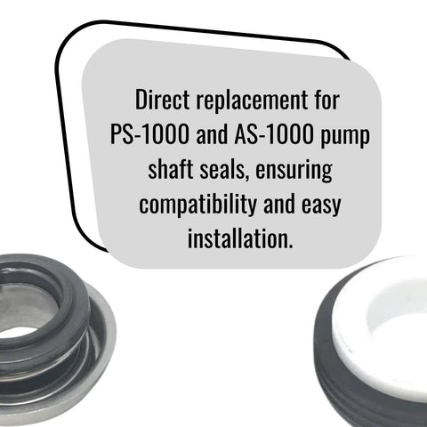 Pool and spa pump shaft seal kit, 5/8 in, black rubber seal with white retainer for PS-1000/AS-1000