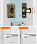 2 Pack Ball Catch Door Hardware For Top Of French Doors Adjustable Drive In Ball Latch Invisible Pantry Door Solution Bronze Finish Heavy Duty Stainless Steel Build Keeps Doors Quiet Closed And Secure, showing installation in door frame with adjustable ball and screws.