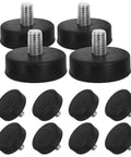12 Pieces M10 Adjustable Furniture Leveling Feet With Rubber Shock Absorbing Pads For Tables And Heavy Equipment Carbon Steel Screw