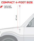 Diagram showing Four Foot Fiberglass CB Radio Antenna, 1000 Watt Rating, White Finish, on vehicle, highlighting anti-breakage design.