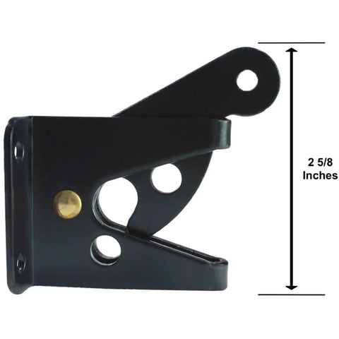 Built Tough Single Sided Wood Fence Gate Latch With Straight Up Rustproof Marine Coating, side view, 2 5/8 inch size.