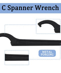 C Hook Spanner Wrench Black Adjustable Hook Tool Carbon Steel Spanner Collet Chuck For 38-42mm Round Nut 6.6 Inch Length Durable Anti Slip Grip