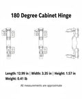 Diagram of 180 Degree Straight Arm Cabinet Hinge For Full Overlay Doors With Soft Close Damping Built To Last Heavy Duty Corner Kitchen Hardware