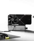Heavy Duty Oculink Egpu Docking Station Featuring Rock Solid 800W Power Supply Optimized For Nvidia Rtx And Amd Radeon Cards on desk setup.