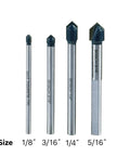 Gt2000 4 Piece Carbide Tipped Glass And Tile Bit Set For DIY Friendly Pro Grade Precision With Diamond Ground Edges And Reinforced Head.