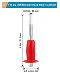 Large Drop In Anchor Hand Setting Tool With Handle For Half Inch Female Thread Drop In Anchors Made From Galvanized Carbon Steel Rustproof And Wear Resistant With An Extra Large 8.5 By 2.5 Inch Body And A Comfortable Plastic Handle For Easy Setup