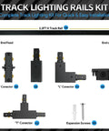 26Ft Black H Track Lighting Rails Complete H Style Track Lighting Kit 3 Wire With End Caps Live End Feeds T And L Connectors