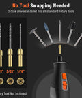 321 Piece Rotary Tool Bits Set For Compatibility With A Wide Range Of Projects Including Grinding Sanding Carving Polishing And Cutting Includes Three Universal Collets For Quick Bit Changes showing bits and collets