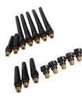 Dope 15 PCS Tig Back Cap Kit Fits Wp 17 18 26 Torch With Brass Bakelite Rubber Covers showing black and brass back caps.