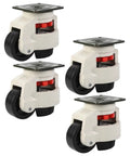 Heavy Duty Leveling Casters Set Of 4 With 500kg Load Capacity Swivel Workbench Wheels Industrial Plate Casters For Equipment Transport And Stable Bench Support, white and black