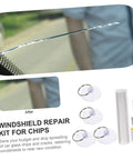 Windshield Crack Repair Kit For Chips And Scratches, Quick Fix Car Glass Repair Tool displayed with repair supplies