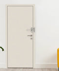Swing Bar Door Lock For Front And Interior Doors Heavy Duty Brushed Metal Security Latch installed on white door.