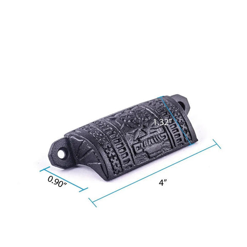 Quick Upgrade Tough As Nails Black Wrought Iron Cup Pull Handles Four Inch Size, featuring vintage design and detailed texture.