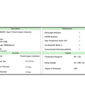 Technical specifications of Heavy Duty 3 Feet 10 AWG Solar Panel Extension Cable With Waterproof IP67 Connectors.