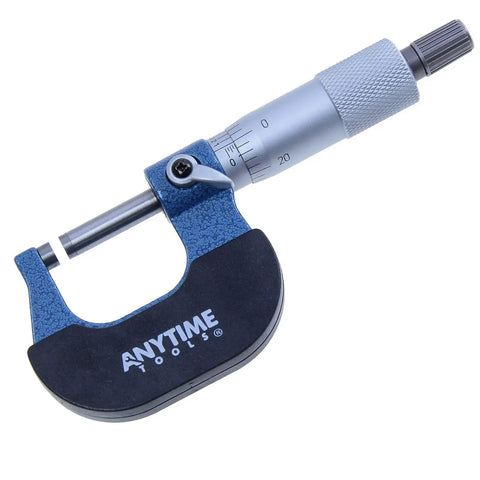 Dial Caliper Micrometer And Stainless Steel Ruler Tool Set For Machinists, featuring 0 to 1 inch micrometer, blue and gray handle.