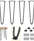 Hairpin Table Leg Set 20 Inch Solid Steel One Half Inch Thick With Rubber Floor Protectors For DIY Coffee Tables Benches Desks And Chairs Black 4 Pack