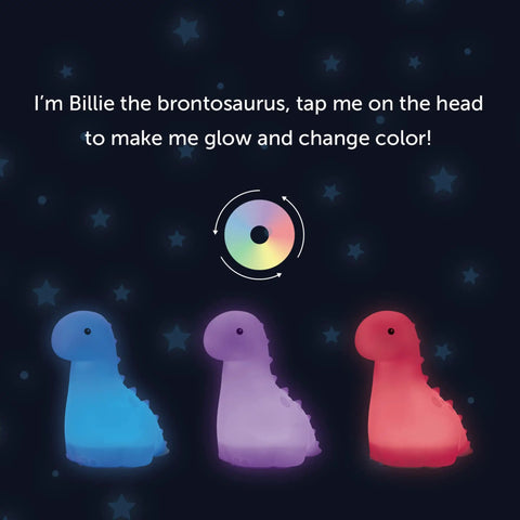 Multicolor LED Silicone Night Light Brontosaurus Tap Light For Kids Nursery Decor Rechargeable Color Changing Soft BPA Free Body
