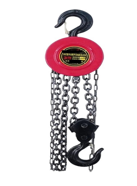 Heavy Duty 2T Manual Chain Hoist With 3 Meter Lifting Rope For Industrial Steel Lifting Jobs, portable design with black hook.