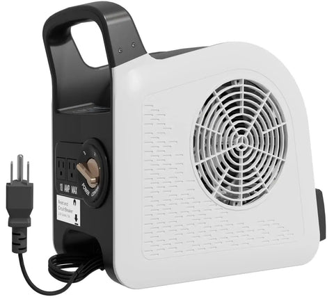 Side view of High Velocity Blower Fan For Drying, Cooling And Ventilating Portable Air Mover with outlet and controls visible