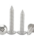 M3 14mm 304 Stainless Steel Phillips Pan Head Self Tapping Wood Screws 10 Pack displayed with close-up view of heads.