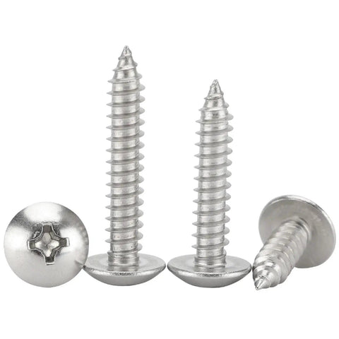 M3 14mm 304 Stainless Steel Phillips Pan Head Self Tapping Wood Screws 10 Pack displayed with close-up view of heads.