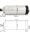 Beefed Up 1.5KW Air Cooled CNC Spindle Motor Kit ER16 80mm Diameter 195mm Length High Speed 24000 RPM 220V VFD Inverter technical drawing