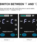 Display showing temperature switch between Celsius and Fahrenheit on high power hot air rework station with quick change nozzle.