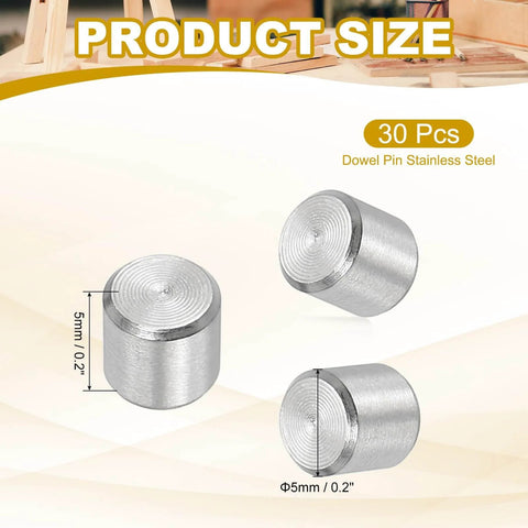 Durable 5mm By 5mm Stainless Steel Dowel Pins Pack Of 30 For Shelves And Furniture Fixing, 304 Stainless Steel Shelf Pins