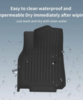 Hella Custom Fit TPE Floor Mats For Tesla Model Y 2020 To 2024 Waterproof Anti Slip Front And Rear Liners Dope Black, easy to clean.